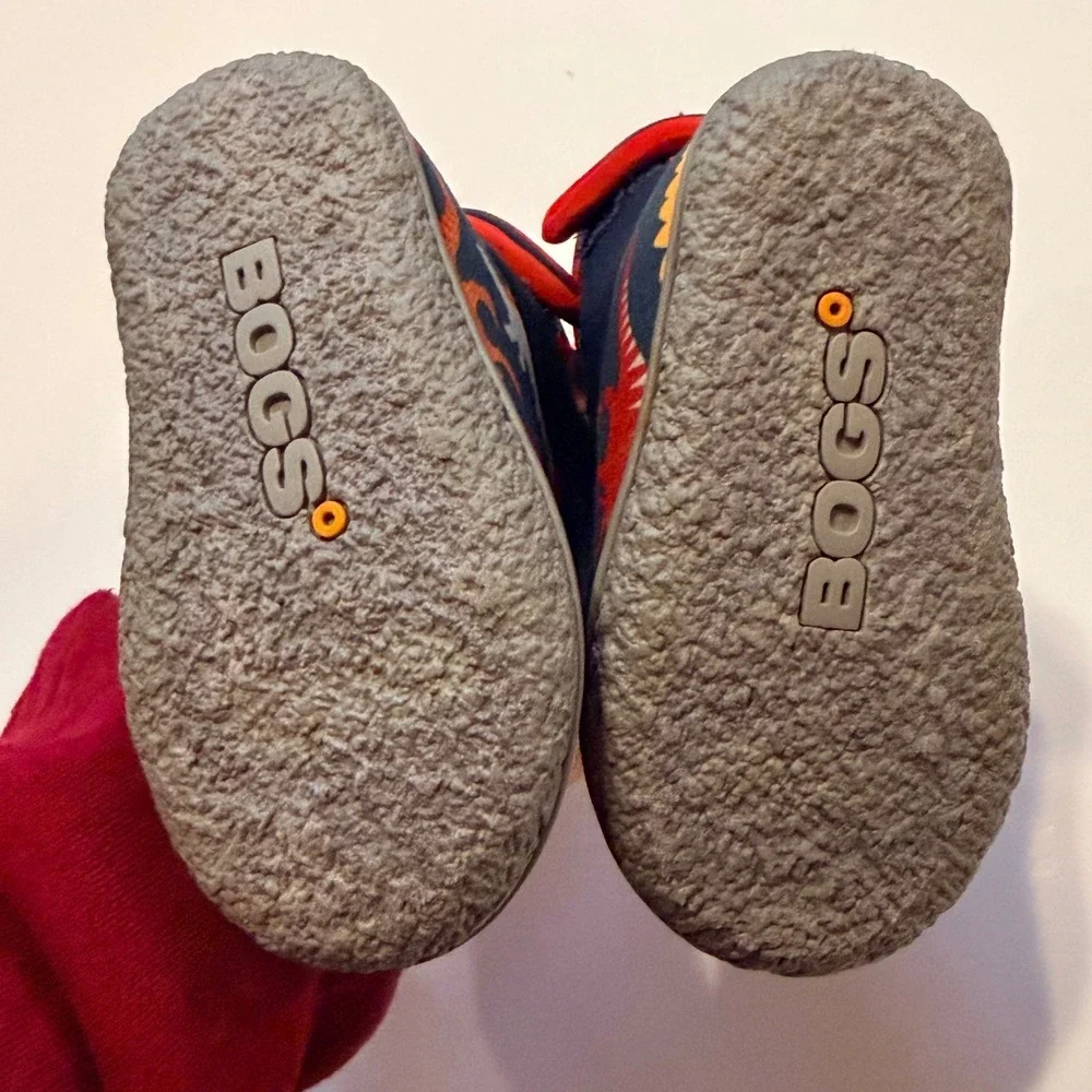 Bogs Baby Dino Insulated Boots 4 Navy Blue Red Infants Outdoor Rugged Dinosaur
